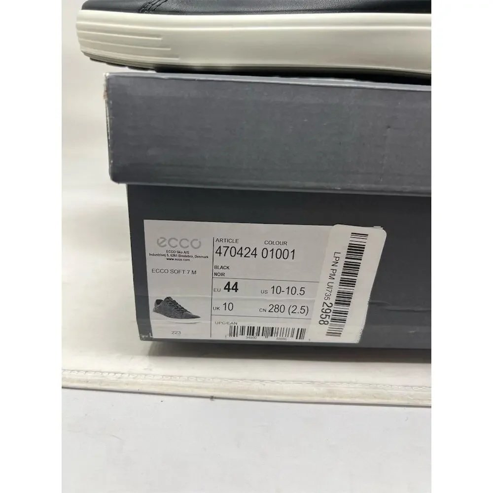 ECCO Men's Soft 7 Cloud Black Leather Sneakers Size 10 Casua - Picture 2 of 12
